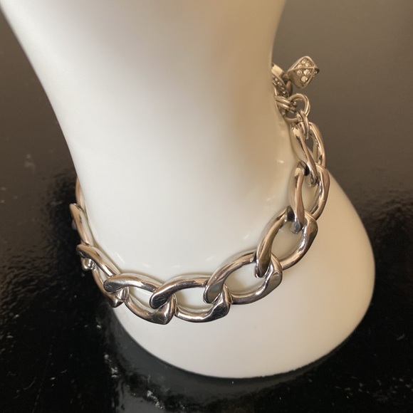 Juicy Coutures Link Bracelet Rhinestone and Silvertone Toggle Clasp - Picture 4 of 11